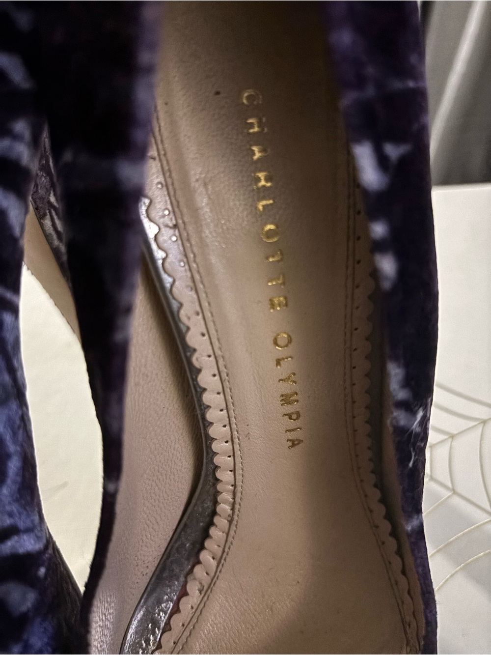 Charlotte Olympia Purple Velvet Pointed Toe Heels